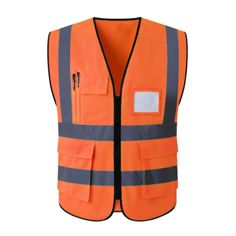 National Apparels Customized Black Reflective Safety Vest Company Logo With Pockets Custom Color Fluorescent Visibility Work Class 2 Safety Vest